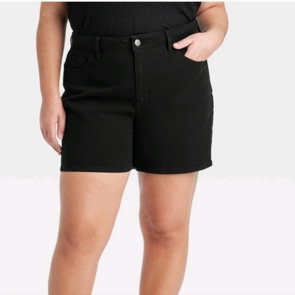 Women's 5" High Rise Midi Shorts - Black - Ava & Viv - 24 - Picture 2 of 11